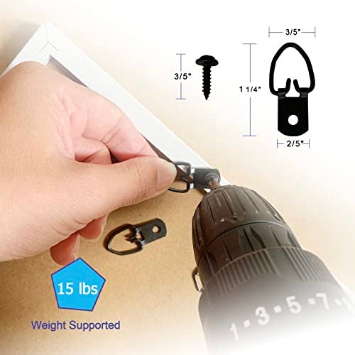 Suprom 50 Pcs D-Ring Picture Hangers with Screws for Hanging Photos Frame Canvas Clock Paintings Artwork (Black) - Image 3