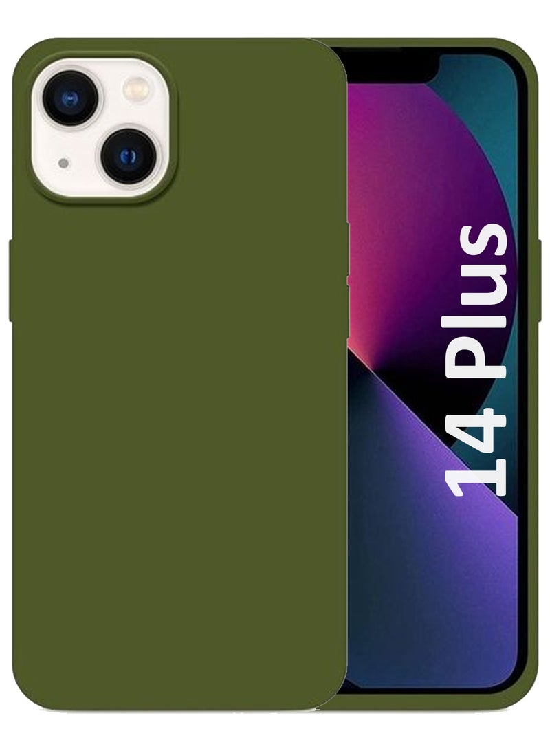 CATANES Protective Soft Silicone Case Cover for iPhone 14 Plus - Frosted Green - Image 1