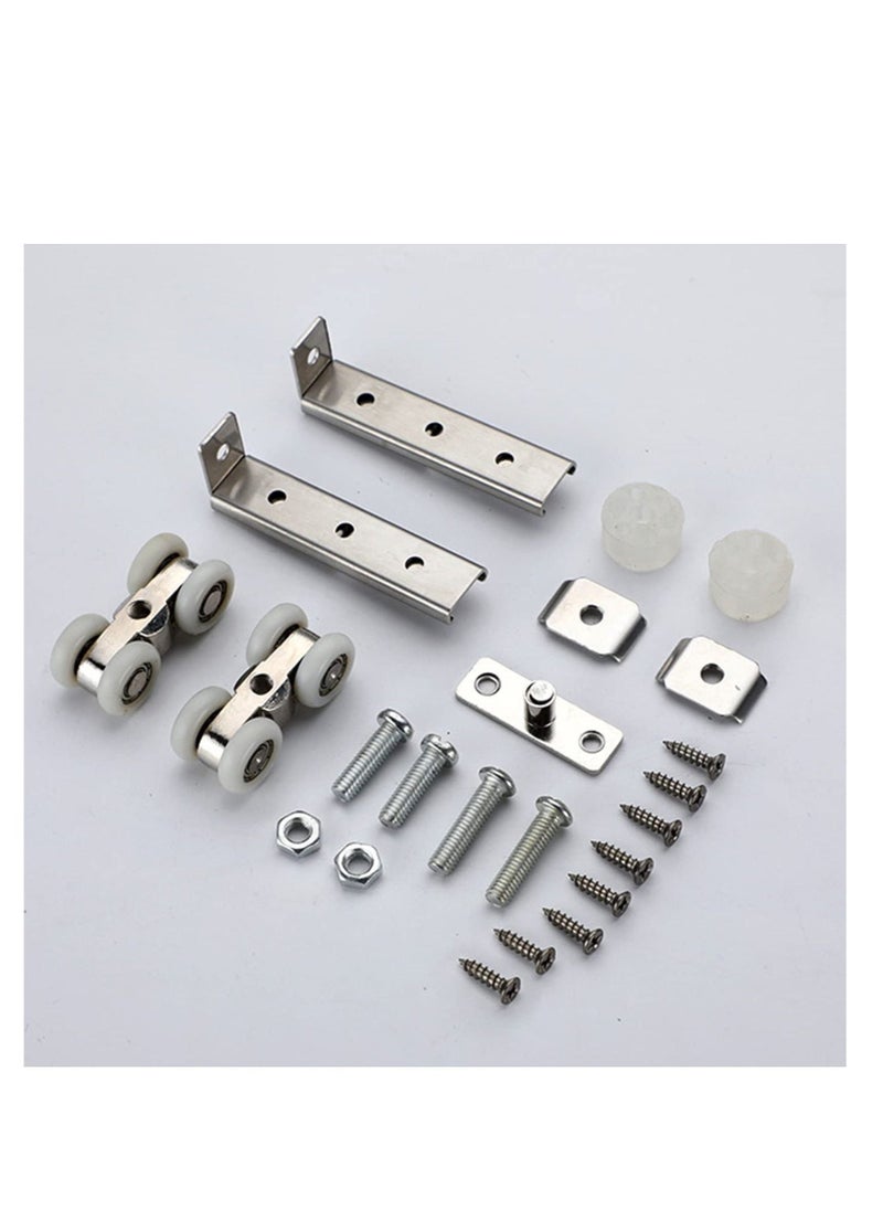 Metal Sliding Track Closet, 2 Pcs Pocket Door Roller Wheel Set, Cabinet Sliding Door Pulley 4-Wheel  - Image 2