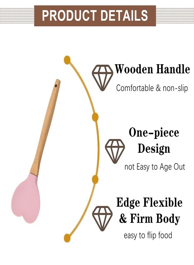 Nanchroadly 1 PCS Silicone Spatula Professional Rubber Spatulas Heat-Resistant Heart-Shaped Spatulas with Wood Handle for Nonstick Cookware, Cooking(Pink) - Image 3