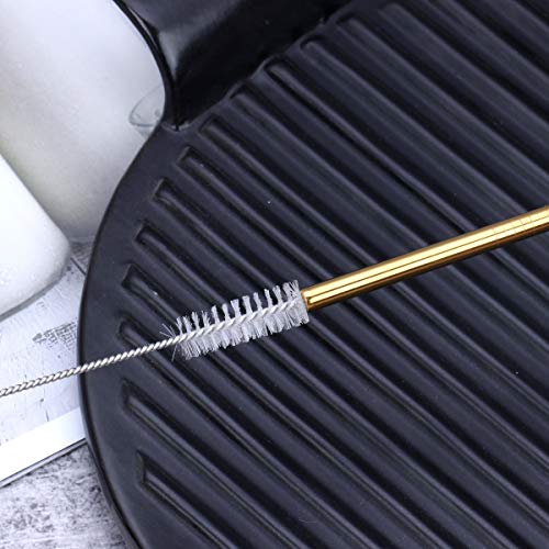 HOMQUEN 18 Piece Gold Stainless Steel Straws, 8.5 '' Reusable Drinking Straws,with Portable pouch,Suitable for wine and cold drinks (8 Straight/8 Bent/2 Brushes) - Image 5