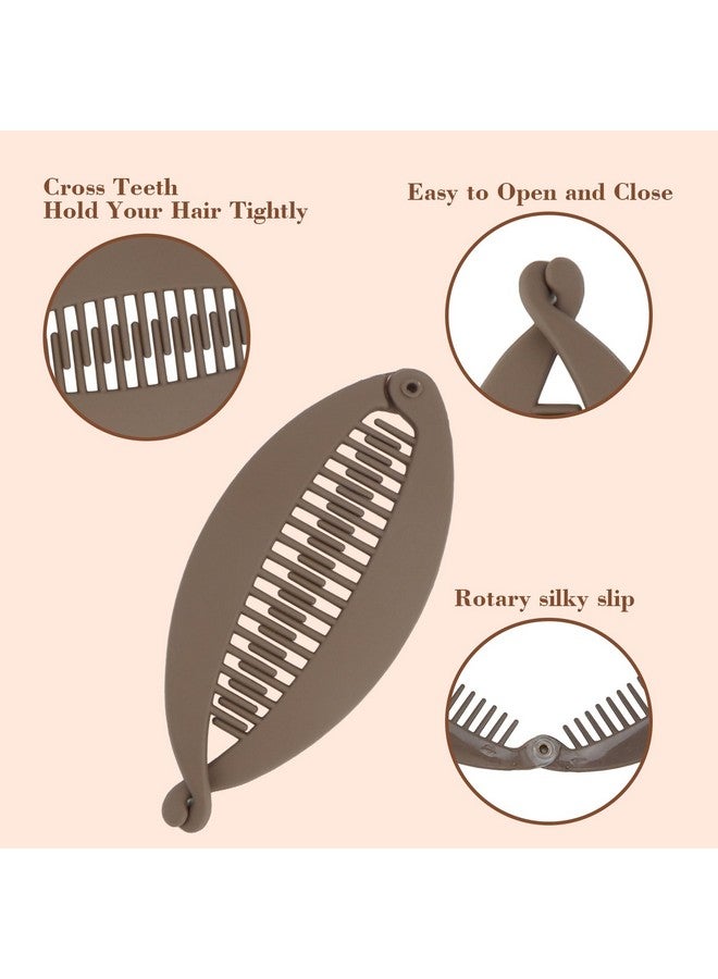 هابدو مشابك شعر، 4 قطع مشابك شعر على شكل موزة للشعر الرقيق الكثيف، مشابك شعر على شكل موزة غير لامعة، حامل كعكة ذيل الحصان القوي، إكسسوارات تصفيف الشعر، أكريليك، أسود، كاكي، قهوة، أزرق داكن - Image 3