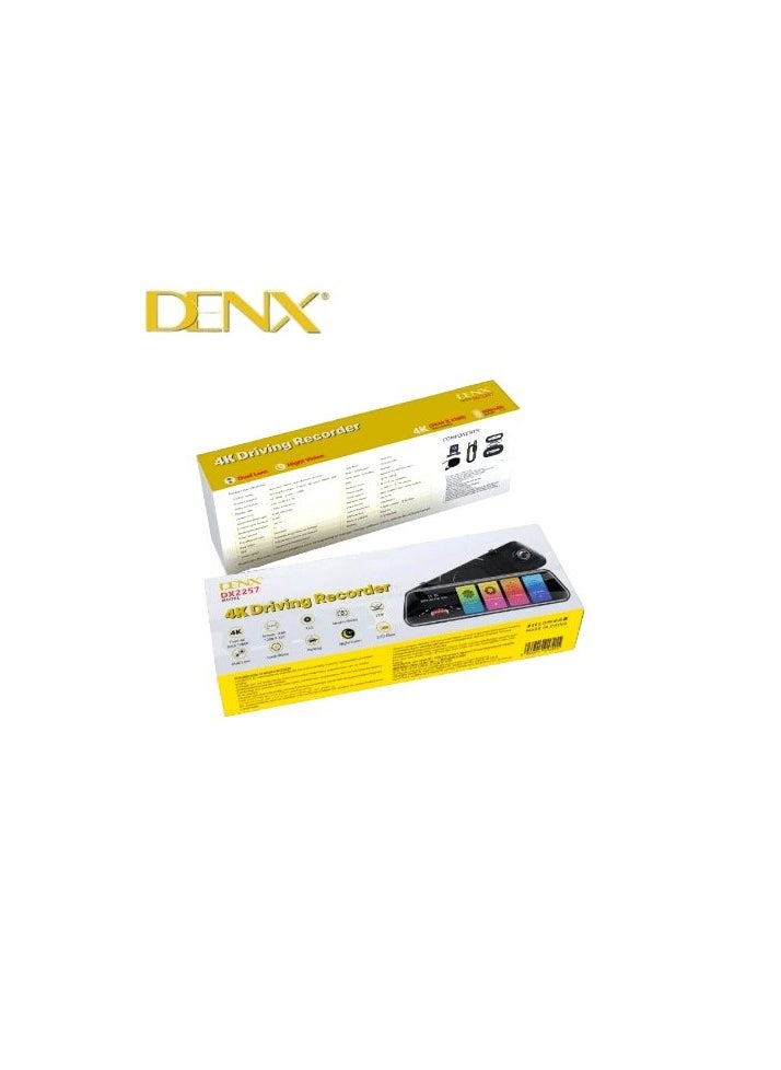 Denx - DINX DX2257 Car Front Mirrors Equipped with a 4K Front and Rear Dash Cam Camera - Image 1