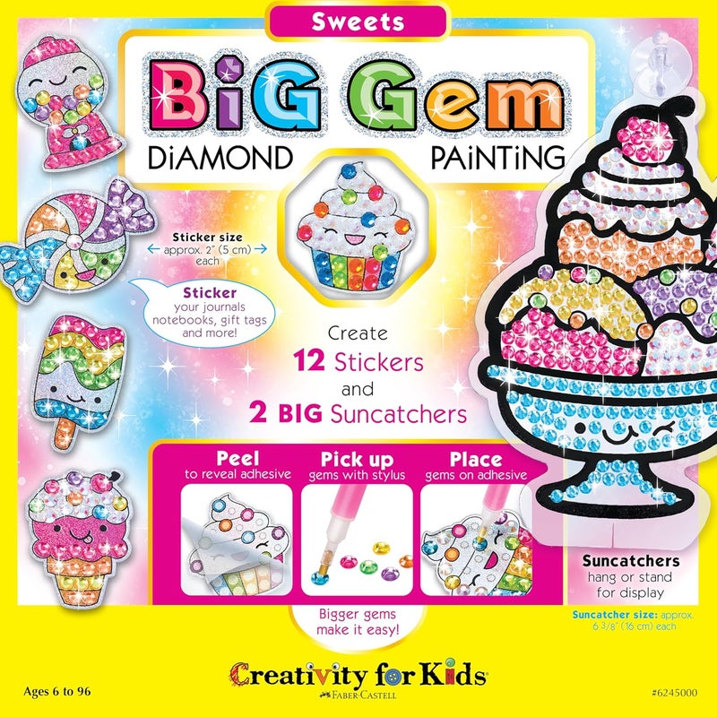 Creativity for Kids Big Gem Diamond Painting Kit: Sweets Stickers and Suncatchers - Diamond Art for Kids, DIY Stickers and Suncatcher Kit for Girls Ages 6-8+ - Image 2