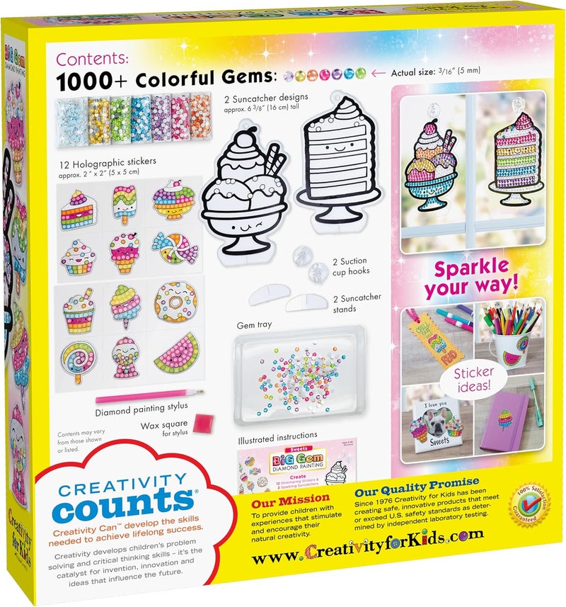 Creativity for Kids Big Gem Diamond Painting Kit: Sweets Stickers and Suncatchers - Diamond Art for Kids, DIY Stickers and Suncatcher Kit for Girls Ages 6-8+ - Image 3
