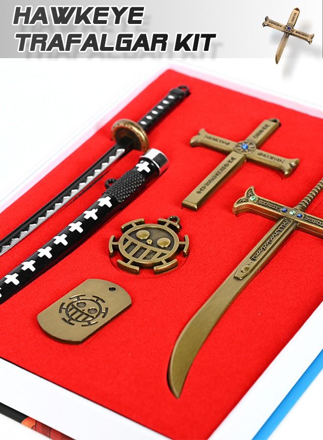 GROIC 6-Piece Mihawk Hawkeye Trafalgar Law Sword Anime One Piece Model Metal Sword Knife Set For Kids - Image 2