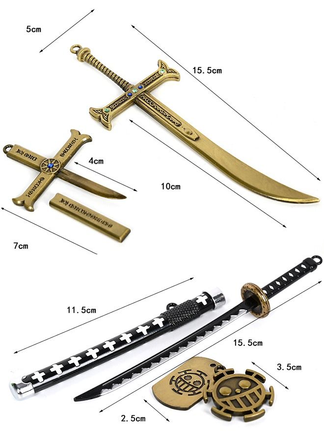 GROIC 6-Piece Mihawk Hawkeye Trafalgar Law Sword Anime One Piece Model Metal Sword Knife Set For Kids - Image 5