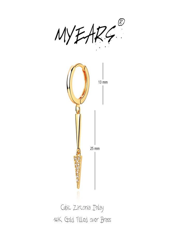 MYEARS Women Earrings Gold Huggie Hoop Dangle Drop 14K Gold Plated Small Simple Hypoallergenic Everyday Jewelry, One Size, Brass Metal Yellow Gold, Cubic Zirconia - Image 5