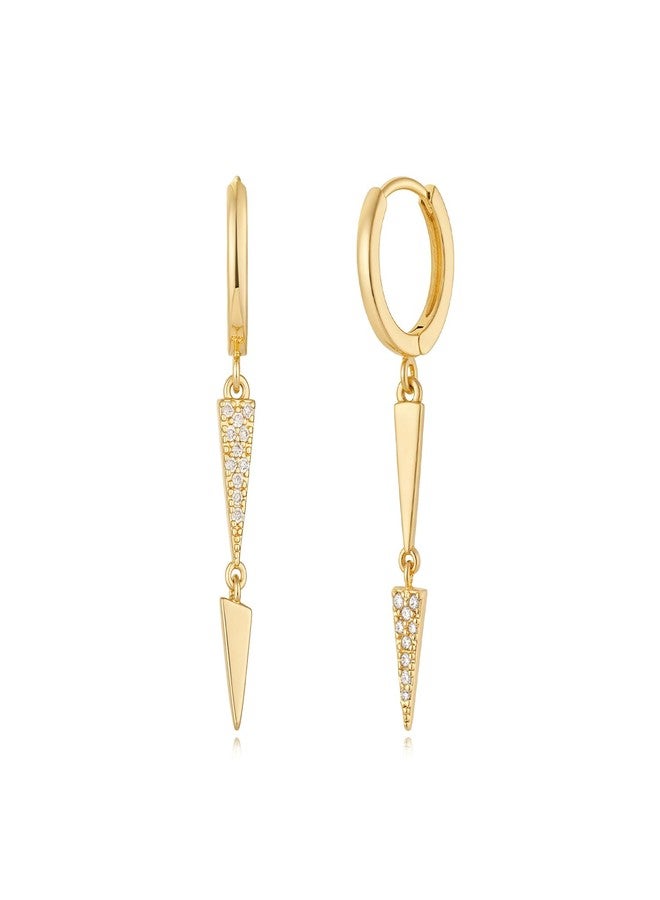 MYEARS Women Earrings Gold Huggie Hoop Dangle Drop 14K Gold Plated Small Simple Hypoallergenic Everyday Jewelry, One Size, Brass Metal Yellow Gold, Cubic Zirconia - Image 1