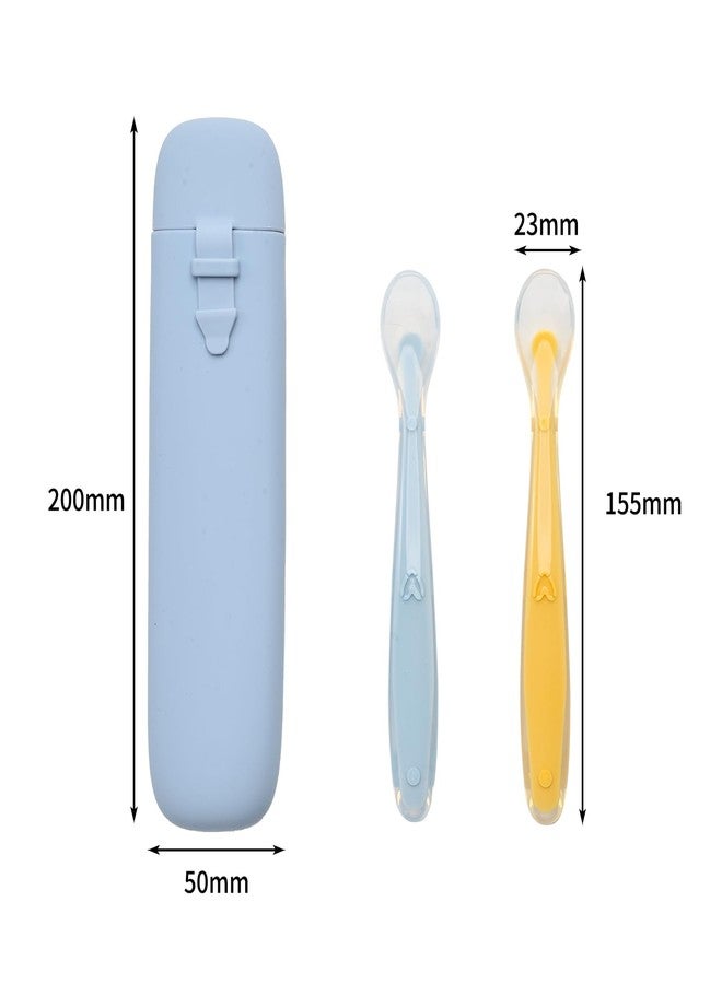 Imagination Junction Silicone Baby Spoons for Baby Led Weaning, Spoons with Storage Box，Feeding Spoons for First Stage Baby Dishwasher Safe (Blue) - Image 2