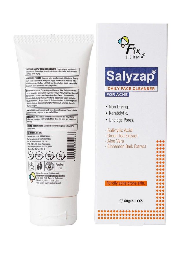 FIXDERMA غسول الوجه بحمض الساليسيليك بنسبة 2% للبشرة الدهنية؛ خالٍ من الكبريتات؛ منظف للوجه لعلاج حب الشباب أو البثور؛ غسول الوجه لإزالة حب الشباب للرجال والنساء 60 مل - Image 4