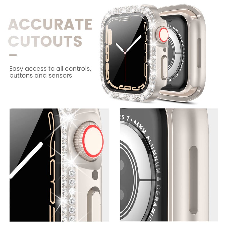 Tensea [3pcs for Apple Watch Screen Protector Case 40mm SE 3/SE 2rd Generation/SE/Series 6/5/4 Accessories, iWatch Diamond Bumper Case with Tempered Glass, Protective Bling Face Cover Women, 40 mm - Image 5
