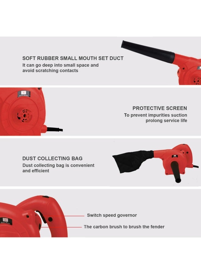 ALongDeng Handheld Electric Leaf Blower 700W 2 in 1 Corded Vacuum Sweeper Lightweight Multifunctional Mini Leaf Blower for Home Porch Patio Computer Car - Image 2