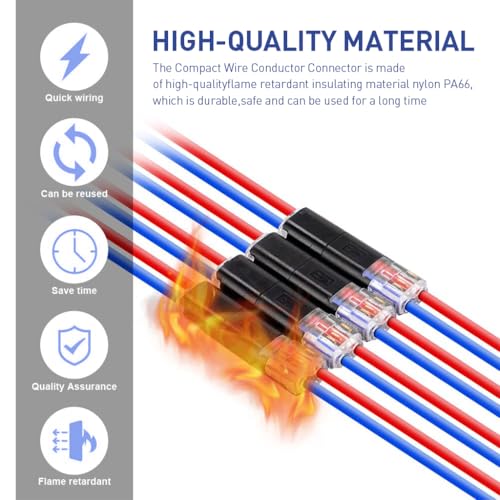 Serplex® 24pcs 2-Pin Cable Connector for 18-24AWG Wires, 2 Way Universal Compact Wire Terminals, 2 Pin Push-Type Connectors with Locking Buckle, Electrical Wire Connector - Image 4