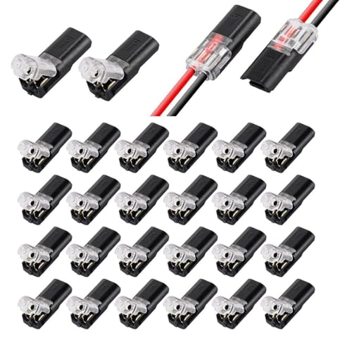 Serplex® 24pcs 2-Pin Cable Connector for 18-24AWG Wires, 2 Way Universal Compact Wire Terminals, 2 Pin Push-Type Connectors with Locking Buckle, Electrical Wire Connector - Image 1