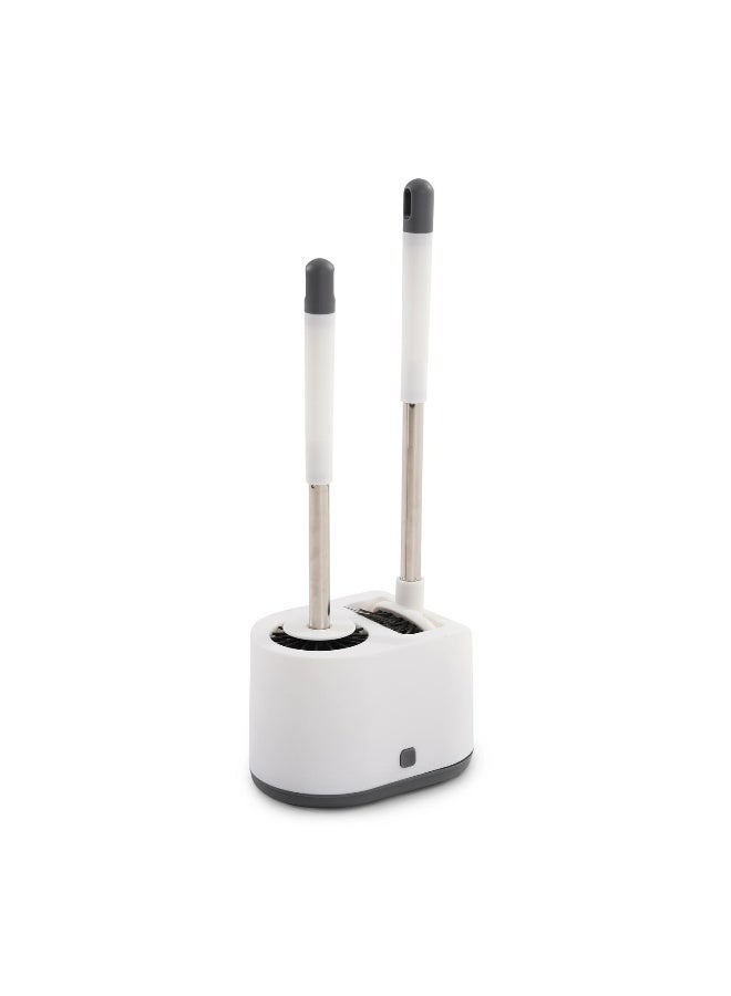 Pan Home مجموعة فرشاة مرحاض بايلي 3 قطع مع حامل - أبيض - Image 1
