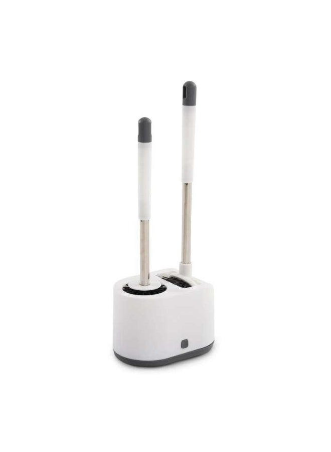 Pan Home مجموعة فرشاة مرحاض بايلي 3 قطع مع حامل - أبيض - Image 2