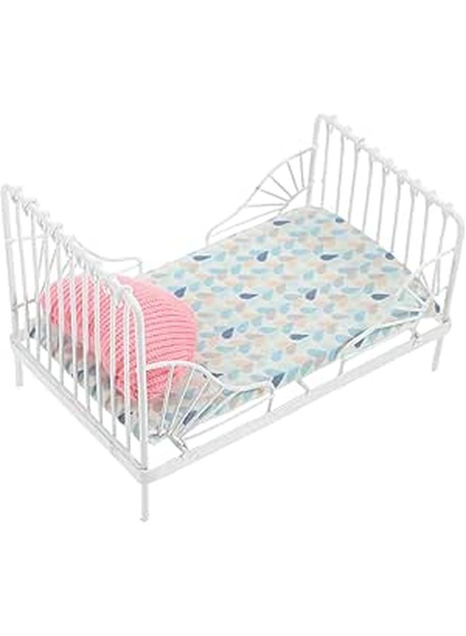 Miniature Doll House Metal Bed Set With Pillow For Bedroom Scene Decoration - Image 1