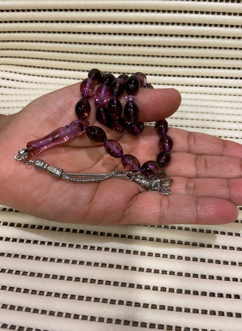 سبحة رجالية من الفاتوران الناري اللامع عدد الخرز 33 ومقاس الخرز 12.5mm x 9mm - Image 4
