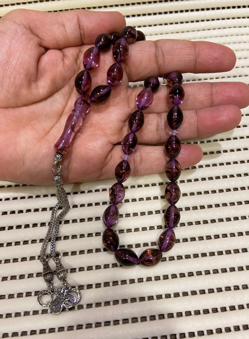 سبحة رجالية من الفاتوران الناري اللامع عدد الخرز 33 ومقاس الخرز 12.5mm x 9mm - Image 3