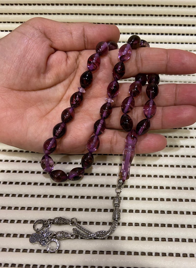 سبحة رجالية من الفاتوران الناري اللامع عدد الخرز 33 ومقاس الخرز 12.5mm x 9mm - Image 1