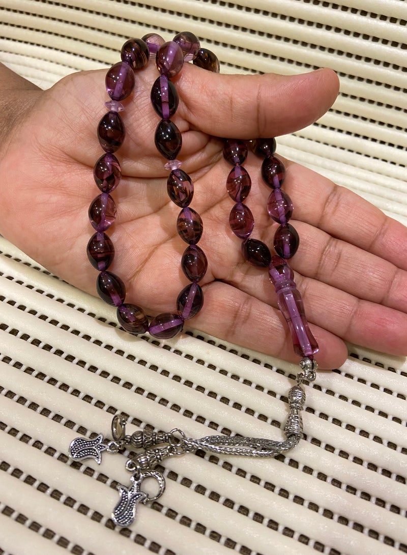 سبحة رجالية من الفاتوران الناري اللامع عدد الخرز 33 ومقاس الخرز 12.5mm x 9mm - Image 2
