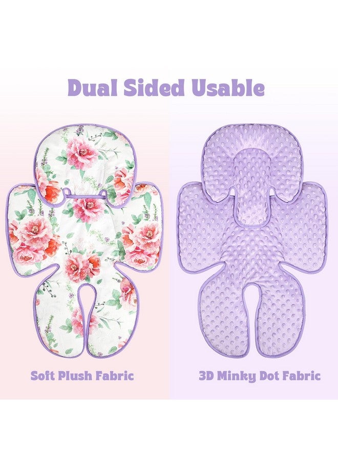 Pea Pod Infant Car Seat Insert Pea Pod 2-in-1 Baby Car Seat Head & Body Support for Newborn Girl Reversible 3 Layer Warm Preemie Carseat Stroller Cushion Headrest with Soft Minky Dot Fabric, Pink Floral - Image 3