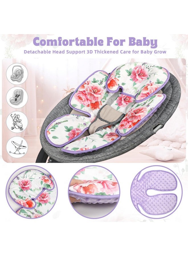 Pea Pod Infant Car Seat Insert Pea Pod 2-in-1 Baby Car Seat Head & Body Support for Newborn Girl Reversible 3 Layer Warm Preemie Carseat Stroller Cushion Headrest with Soft Minky Dot Fabric, Pink Floral - Image 5