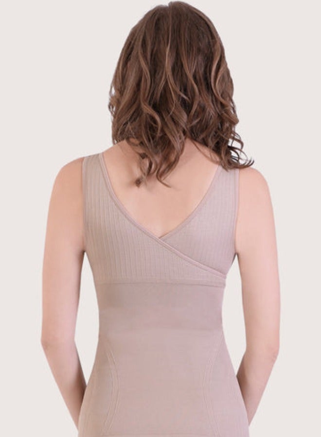 SANKOM Patent Vest with Bra Incorporated – Posture Corrector, Tummy Control, Back & Neck Support, Wire-Free Seamless Shaping Top – Class 1 Medical Device for Everyday Comfort, Travel, Workouts & Post-Pregnancy – Breathable & Hypoallergenic - Beige - Image 2