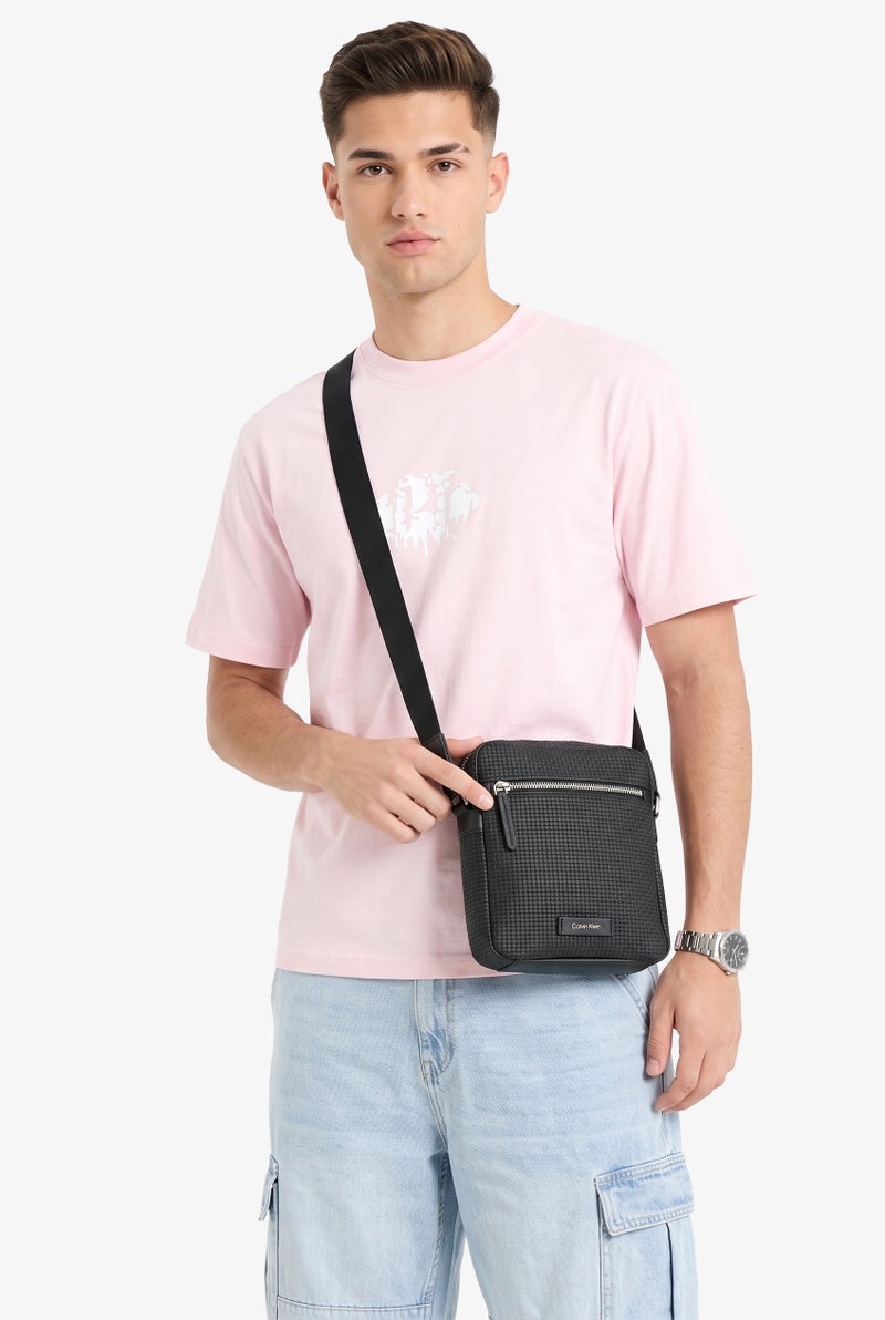 CALVIN KLEIN Embossed Woven Reporter Bag - Image 4