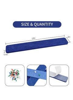 SYOSI 8Pcs Blue Cork Board Bar Strips with 50 Pushpins, Self-Adhesive Bulletin Board Strips No Damage for Wall, Felt Pin Board for Paste Notes, Photos, Schedules Office Decor  - Image 1