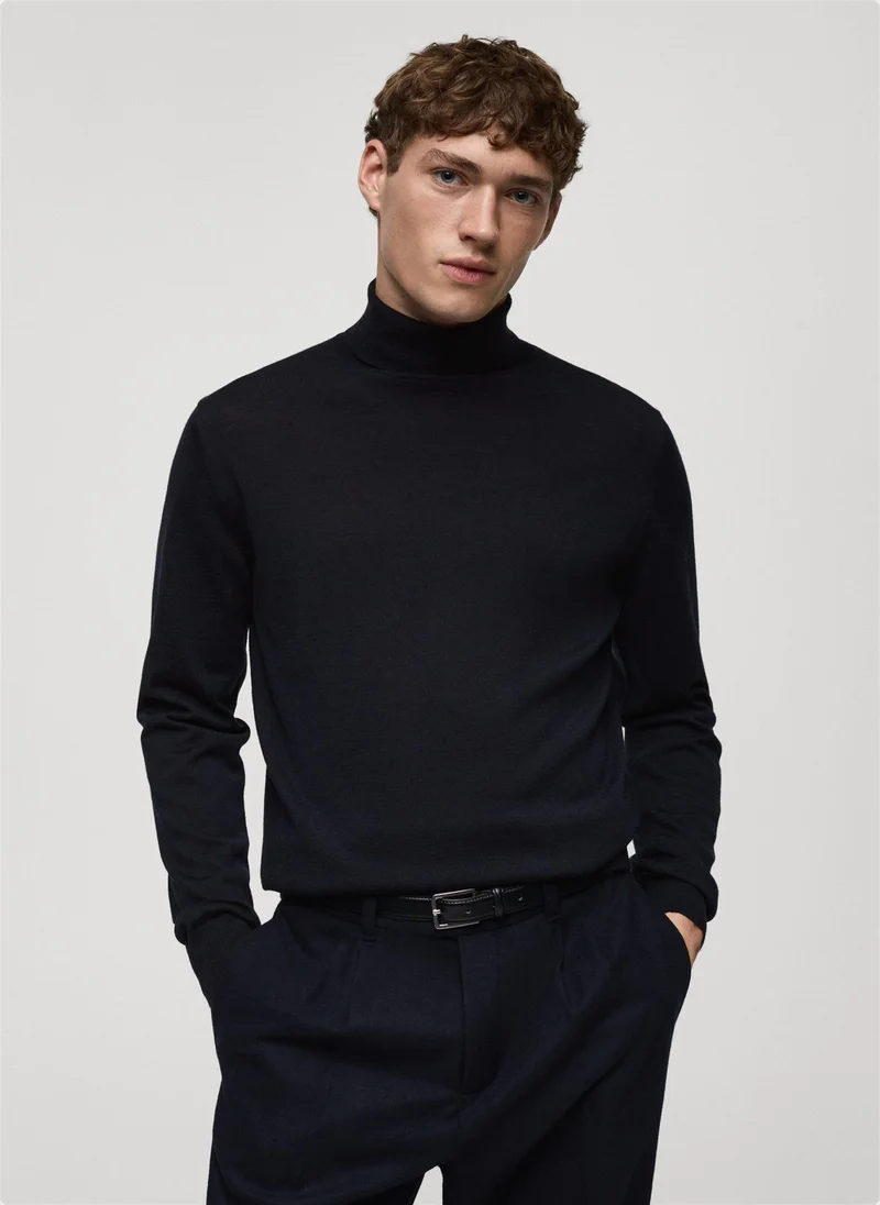 مانجو مان Merino Wool Perkins Zip Pullover Sweater