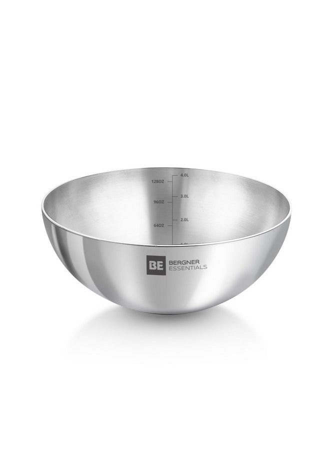 BERGNER - BERGNER BE Essentials Tri-Ply Stainless Steel 28 cm (4 L) Tasra, Steel Kadai, Large Tasla, Even Heat Distribution, Easy to Clean, Induction Bottom and Gas Stove Ready, 5 Year Warranty - Image 1