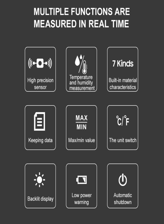 هابوتيست جهاز قياس الخشب HABOTEST HT633، كاشف رقمي من نوع الدبوس، يقيس درجة الحرارة والرطوبة المحيطة، مزود بشاشة LCD بإضاءة خلفية، مناسب لمواد البناء الخشبية. - Image 2