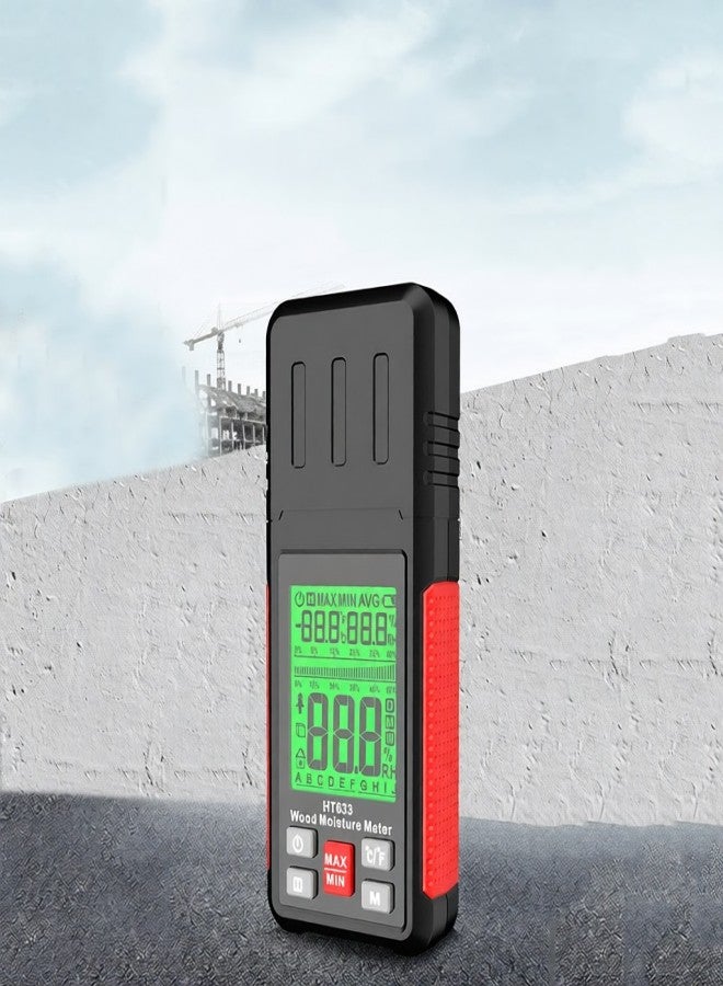 هابوتيست جهاز قياس الخشب HABOTEST HT633، كاشف رقمي من نوع الدبوس، يقيس درجة الحرارة والرطوبة المحيطة، مزود بشاشة LCD بإضاءة خلفية، مناسب لمواد البناء الخشبية. - Image 5