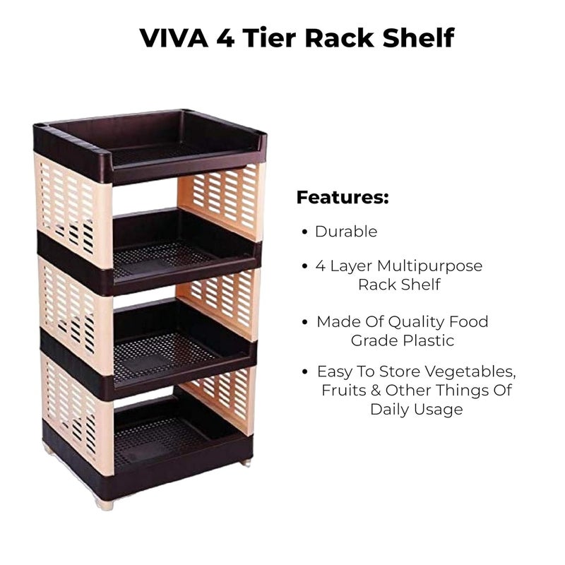 Sonal - Viva Multipurpose Plastic Rack for Office, Kitchen and General Use - Self Standing Rack (Multicolor) (Plastic, 4 Tier) - Image 5