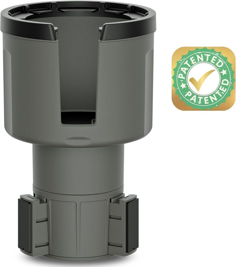 Swigzy محول موسع حامل الأكواب في السيارة من Swigzy (قابل للتعديل) - يحمل زجاجات Hydro Flask وYeti وNalgene والزجاجات الكبيرة سعة 32/40 أونصة والمشروبات الكبيرة - رمادي - Image 1