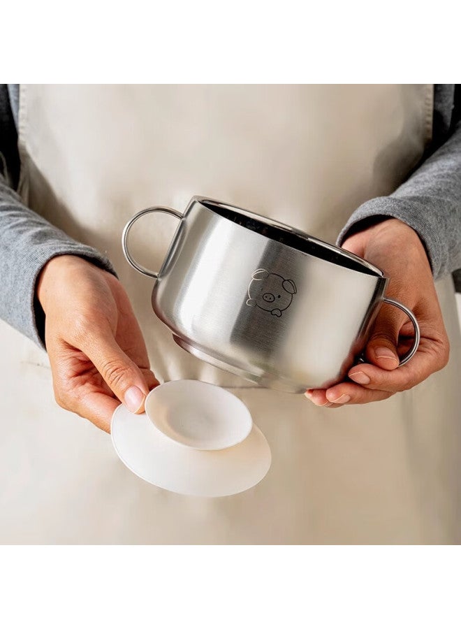 Onlycook 316l Stainless Steel Children's Bowl Food Grade Baby Suction Cup Supplementary Food Bowl Infant Toddler Tableware - Little Pig - Image 4