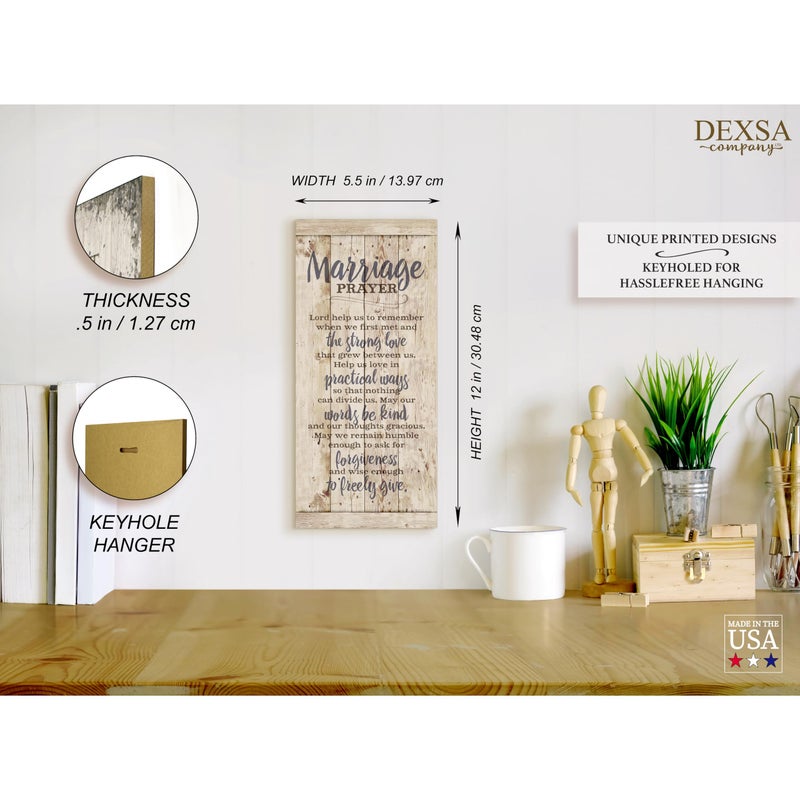 DEXSA Marriage Prayer Wood Plaque - Made in USA - 5.5"x12" - Original Verse - Frame Wall Hanging Decoration | Lord, Help us to Remember When we First met | Christian Family Religious Home Decor Saying - Image 5