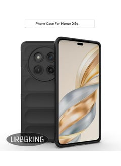 غطاء حماية مقاوم للصدمات لهاتف Honor X9c مع بطانة ناعمة مضادة للخدش من الألياف الدقيقة لهاتف Honor X9c باللون الأسود