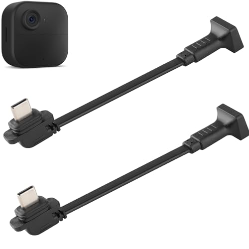 Uogw 2 Pack Extension Cable Compatible with Blink Outdoor 4(4th Gen),5inch Weatherproof Outdoor L-Shaped Flat Power Extension Cord,Female Mirco USB to Male Type C Extender Cord for Blink 4(4th Gen) - Image 1