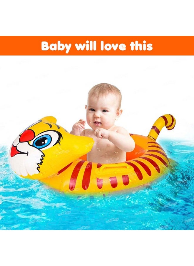 Zest 4 Toyz Zest 4 Toyz Pool Party Swimming Rings for Kids Inflatable Ring Tiger Swim Learning Float Tube for 3+ Years Girls and Boys (Yellow)  - Image 2