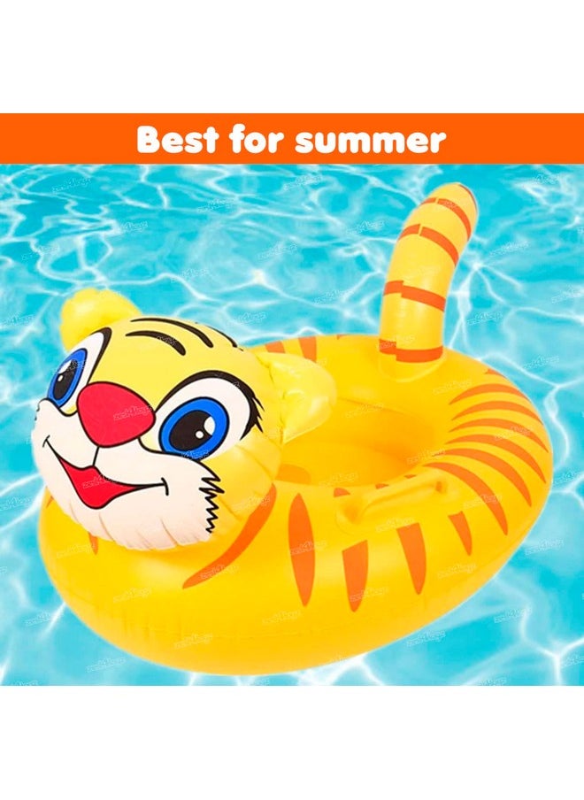 Zest 4 Toyz Zest 4 Toyz Pool Party Swimming Rings for Kids Inflatable Ring Tiger Swim Learning Float Tube for 3+ Years Girls and Boys (Yellow)  - Image 5