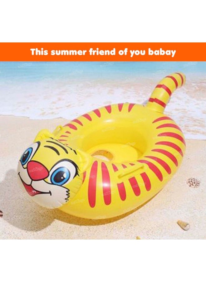 Zest 4 Toyz Zest 4 Toyz Pool Party Swimming Rings for Kids Inflatable Ring Tiger Swim Learning Float Tube for 3+ Years Girls and Boys (Yellow)  - Image 4