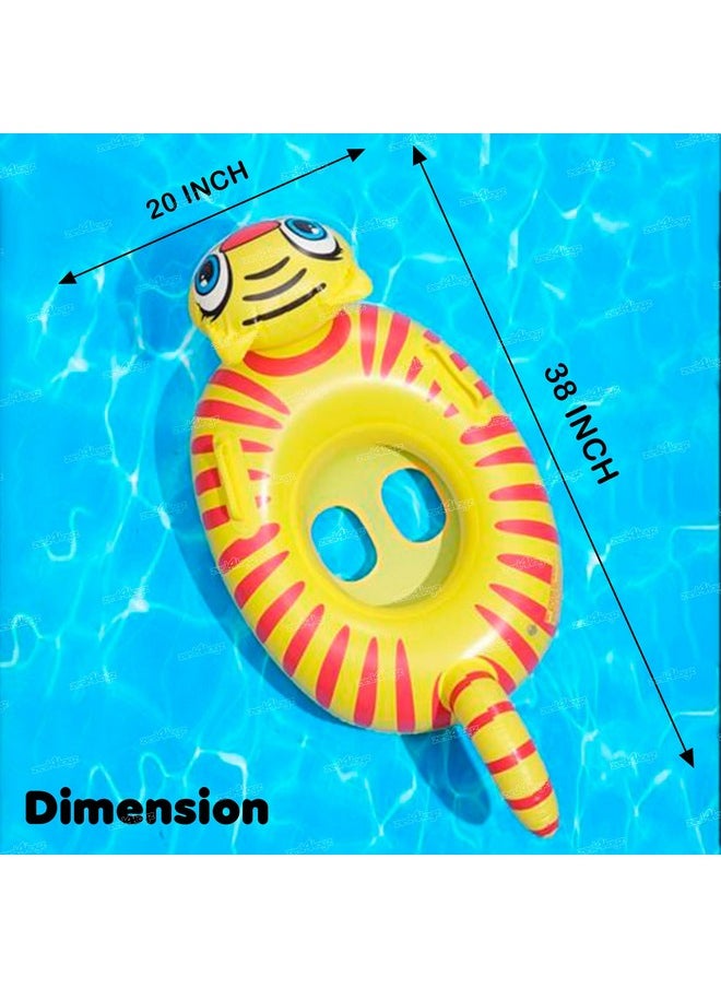 Zest 4 Toyz Zest 4 Toyz Pool Party Swimming Rings for Kids Inflatable Ring Tiger Swim Learning Float Tube for 3+ Years Girls and Boys (Yellow)  - Image 3