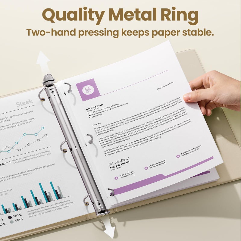 SUNEE 3 Ring Binder 1 Inch 4 Pack, Clear View Binder Three Ring PVC-Free (Fit 8.5x11 Inches) for School or Office Supplies, Neutral Aesthetic - Image 2
