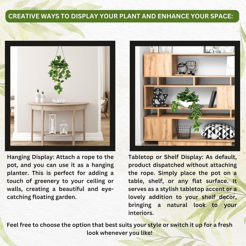 fancymart Elegant Artificial Plant Falling Leaves with Pot for Home & Office Decor – Versatile Potted Plant for Tabletop, Shelves, or Hanging Display - Image 4