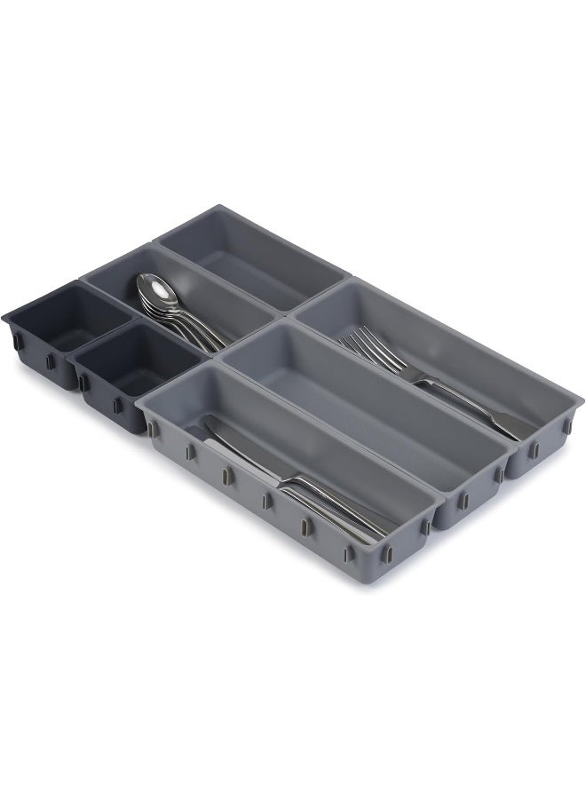 Joseph Joseph Blox 7 Piece Drawer Organiser Set, Grey - Image 1