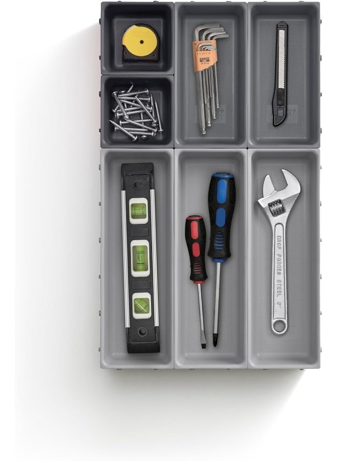 Joseph Joseph Blox 7 Piece Drawer Organiser Set, Grey - Image 2