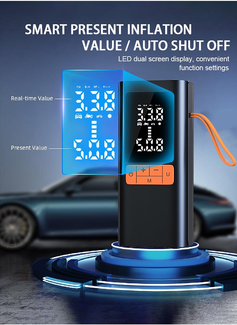 Changli - Digital Car Tire Inflator Portable Air Compressor,Digital Electric Air Pump with 6000mAh Battery Power Bank/Auto Stop/LED Light/LCD Screen/4 Nozzle/Lanyard,Cordless Cycle Tyre Inflator for Car,Motorcycle,Bicycle,Ball - Image 1